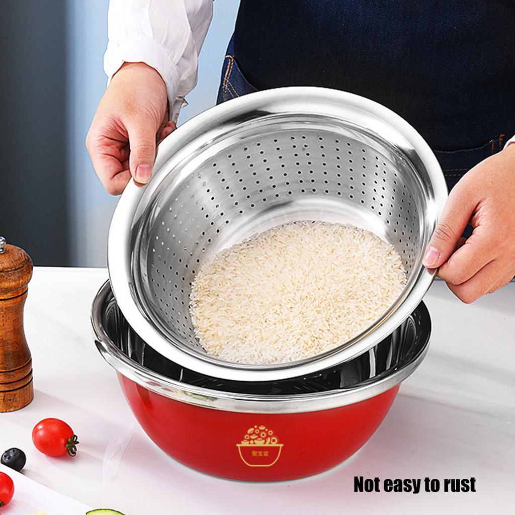 Multifunctional Stainless Steel Basin Set Kitchen Strainer Kitchen Cooking Colander Set Suitable for Efficient Cooking