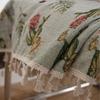 Semi-Sheer Floral Jacquard Curtain With Tassel Trim Living Room Bedroom Balcony Apartment Window