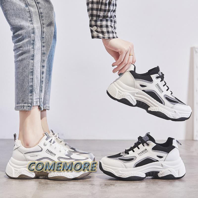 Мода 2024 осень весна лето женские дышащие сетчатые кроссовки с увеличенными шнурками ноги маленькие повседневные туфли толстая подошва дышащий ПУ