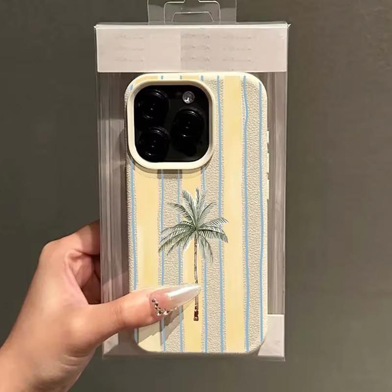 Чехол для телефона с узором из полосок кокосовой пальмы для iPhone 11 Чехлы для iPhone 17 13 15 14 12 16 Pro Max 16e XR XS X 17Air Мягкий чехол