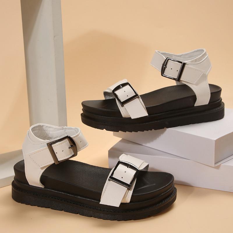 Летние римские сандалии на толстой подошве, однотонные, с мягкой подошвой