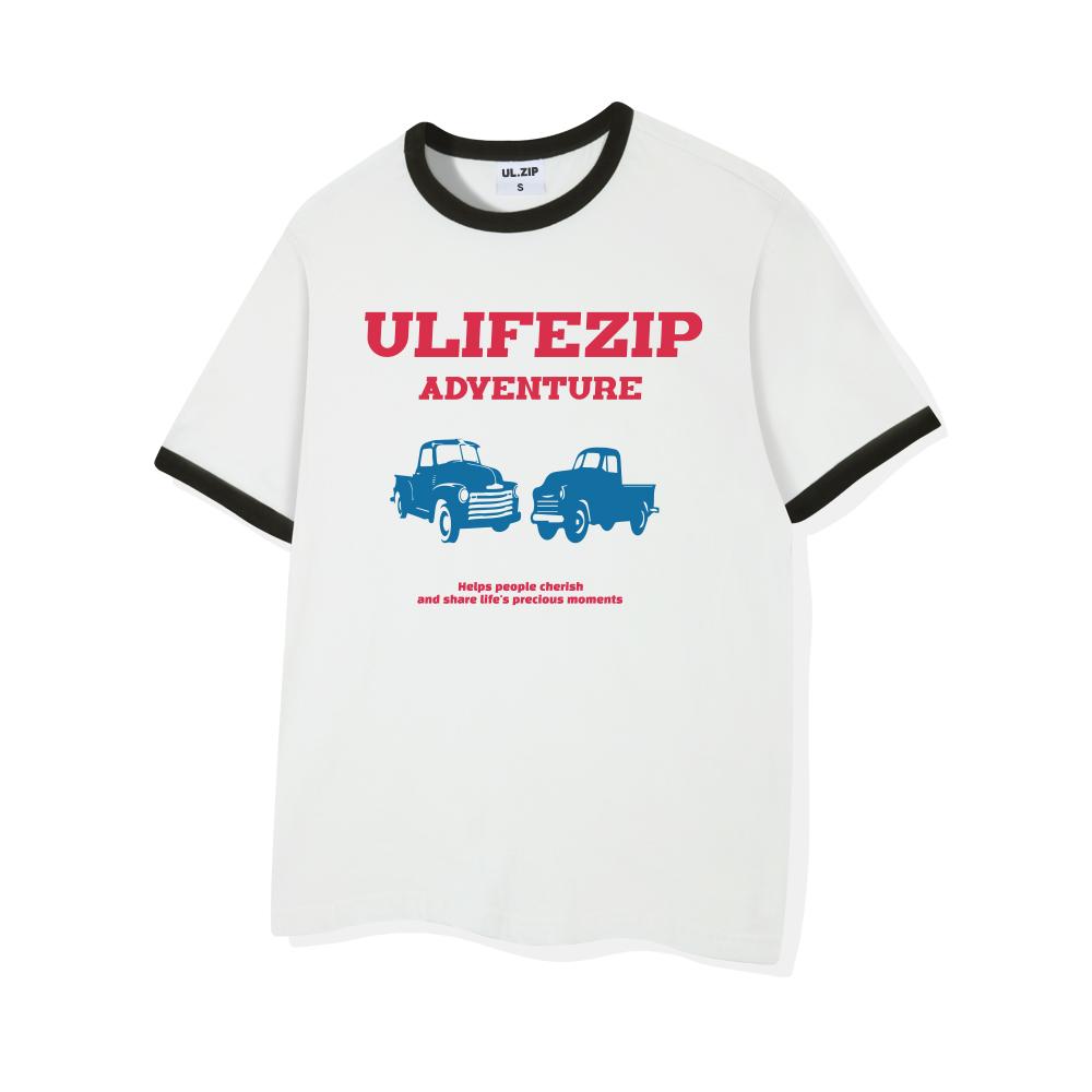 ULIFEZIP Double Car Oversized Ringer Short Sleeve T-Shirt 4 Colors [Ulze_3002]