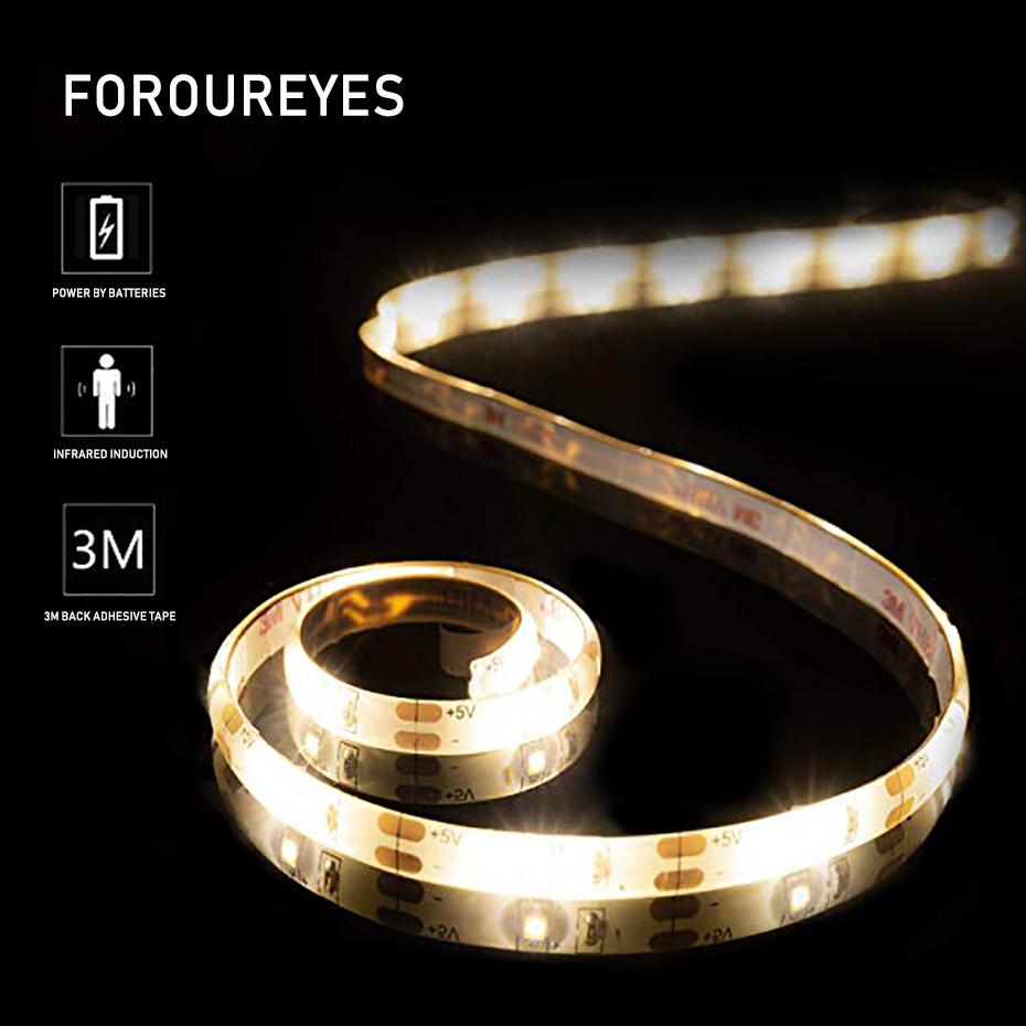 Led Light Strip PIR Motion Sensor Induction Led Strip Battery 60leds/m 2835smd Under Bed Lamp For Closet Wardrobe Cabinet Stairs