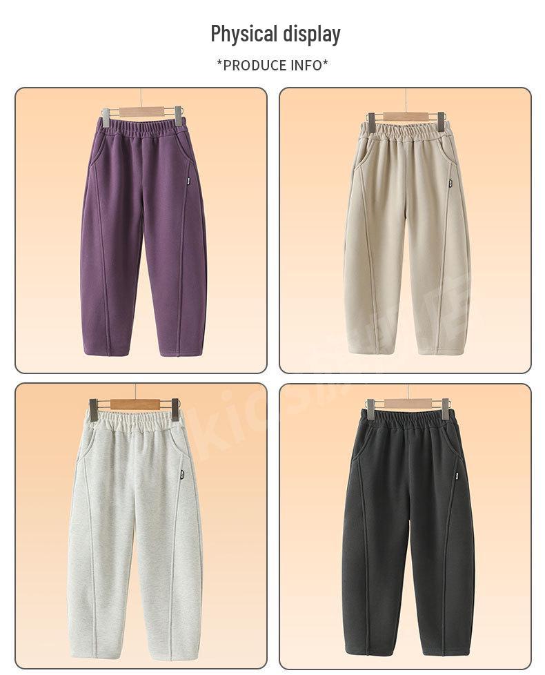 Детские флисовые широкие спортивные штаны на зиму 2025: Мальчиковые и Девочковые Брюки-бананы