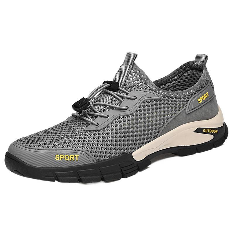 Shoes popular round head men's outdoor mesh cloth shoes sports leisure fashion mountaineering hiking through
