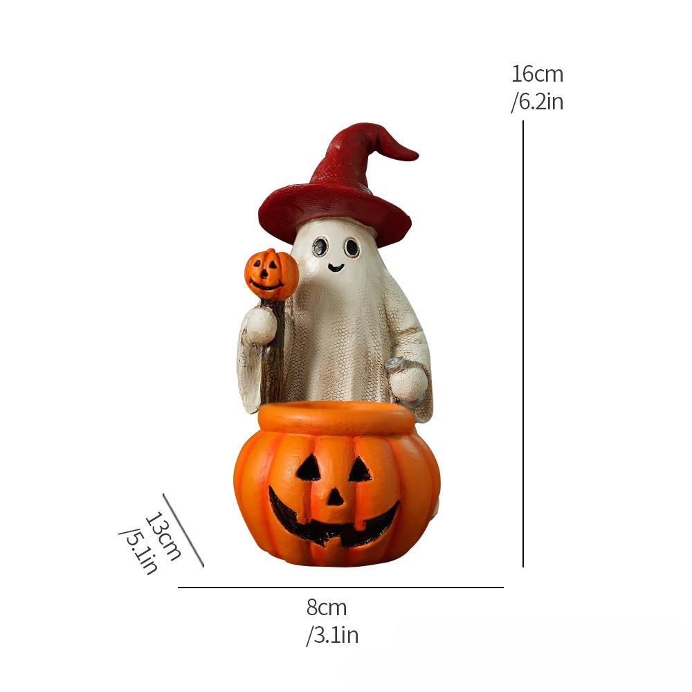 Halloween Ghost Figurine Decoration Resin Pumpkin Spooky Statue Home Ornaments Desktop Bookshelf Holiday Scene Ghost Props Decor