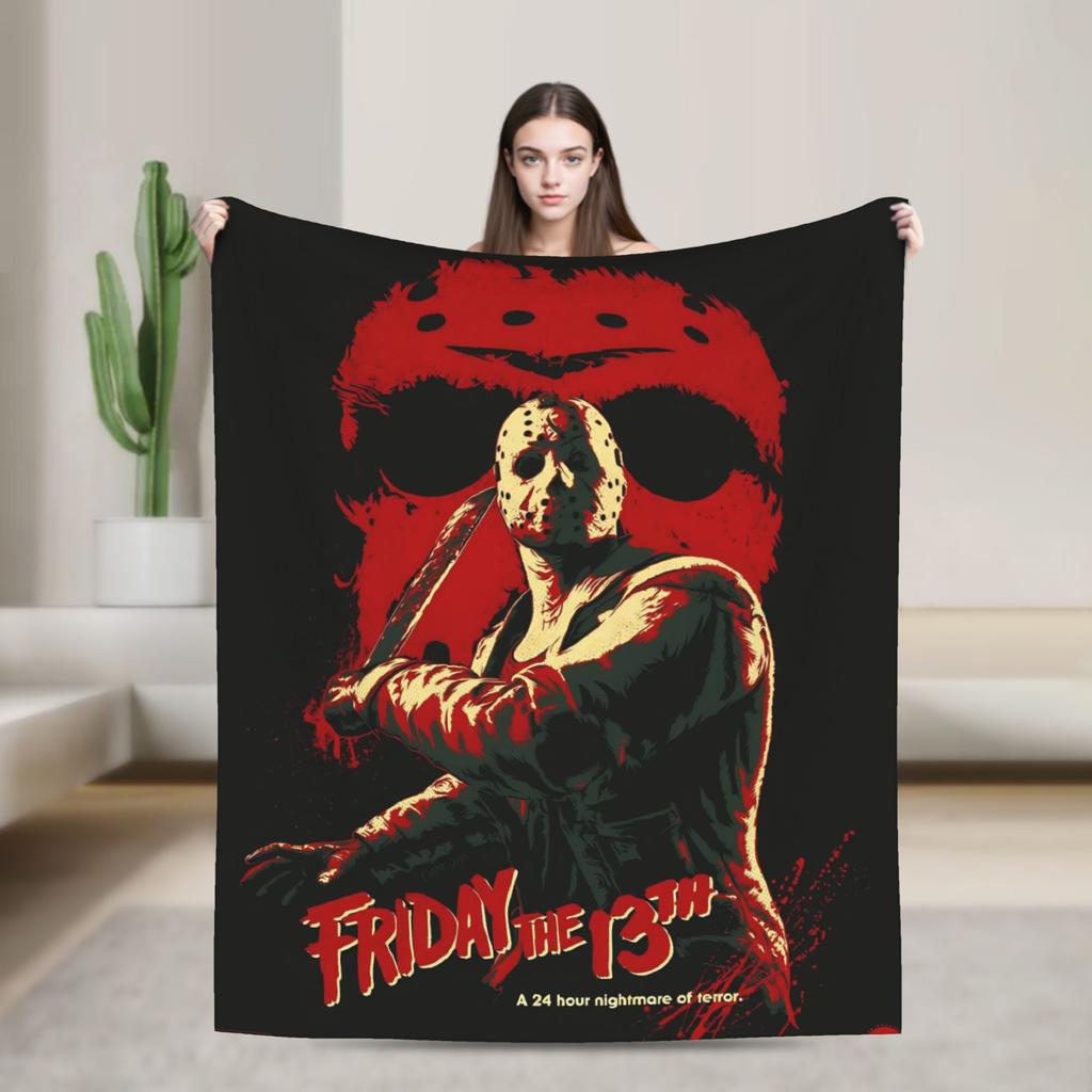 Пятница 13-е Джейсон Вурхиз Плед Пикник Фланель Постельное белье Пледы Для улицы Теплый На заказ Своими руками Качество Покрывало Подарок