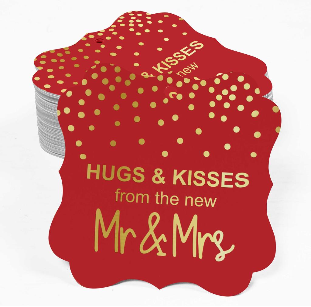 Inkdotpot Бирки для поцелуев и объятий с новой свадебной сувенирной скобой в форме подарочных бирок из настоящей золотой фольги для бонбоньерок