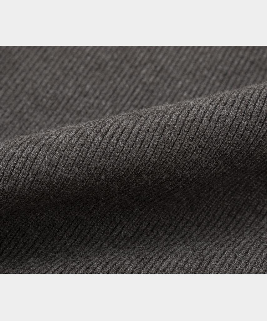 LETTERCOMO [Free Scarf] Essential Plain Round Knit Cardigan Dark Gray