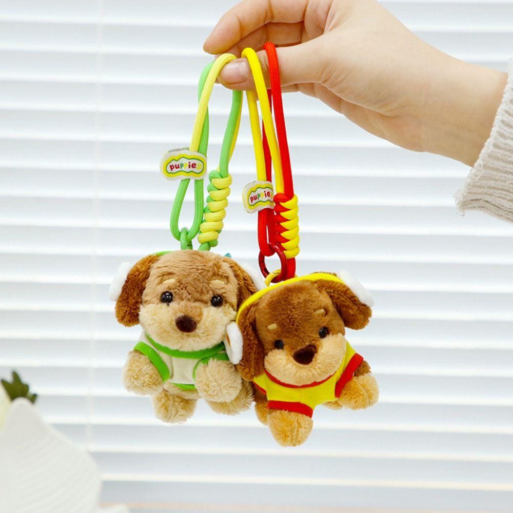 Fluffy Dachshund Plush Dog Keychain Soft Jewelry Puppy Car Key Ring Collection Girl Heart Animal Puppy Dolls Keyring