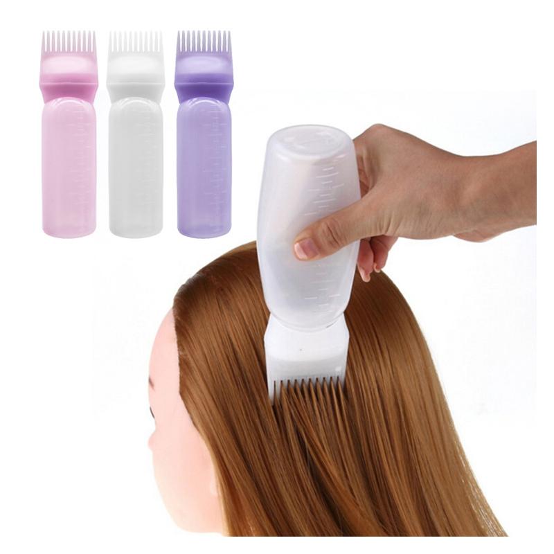 1PC 3 Color Oil Applicator Bottle For Hair Professional Hairdressing Dyeing Comb Bottles Barbershop Hairdresser Coloring Supplies