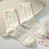 Simple White Socks Versatile Lovely Bowknot Small Flowers Women's Medium Tube Socks Kawaii Harajuku Jk Lolita Girls Cotton