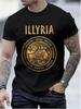 Men's Black T-Shirt- Ancient Illyrian Warrior Graphic T-Shirt Regular Fit Crew Neck Street Shir