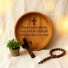 Wooden Prayer Bowl Farmhouse Rustic Handcrafted Bible Verses Faith Bowl Round Decorative Scripture Blessing Bowl Religious Christian Gift
