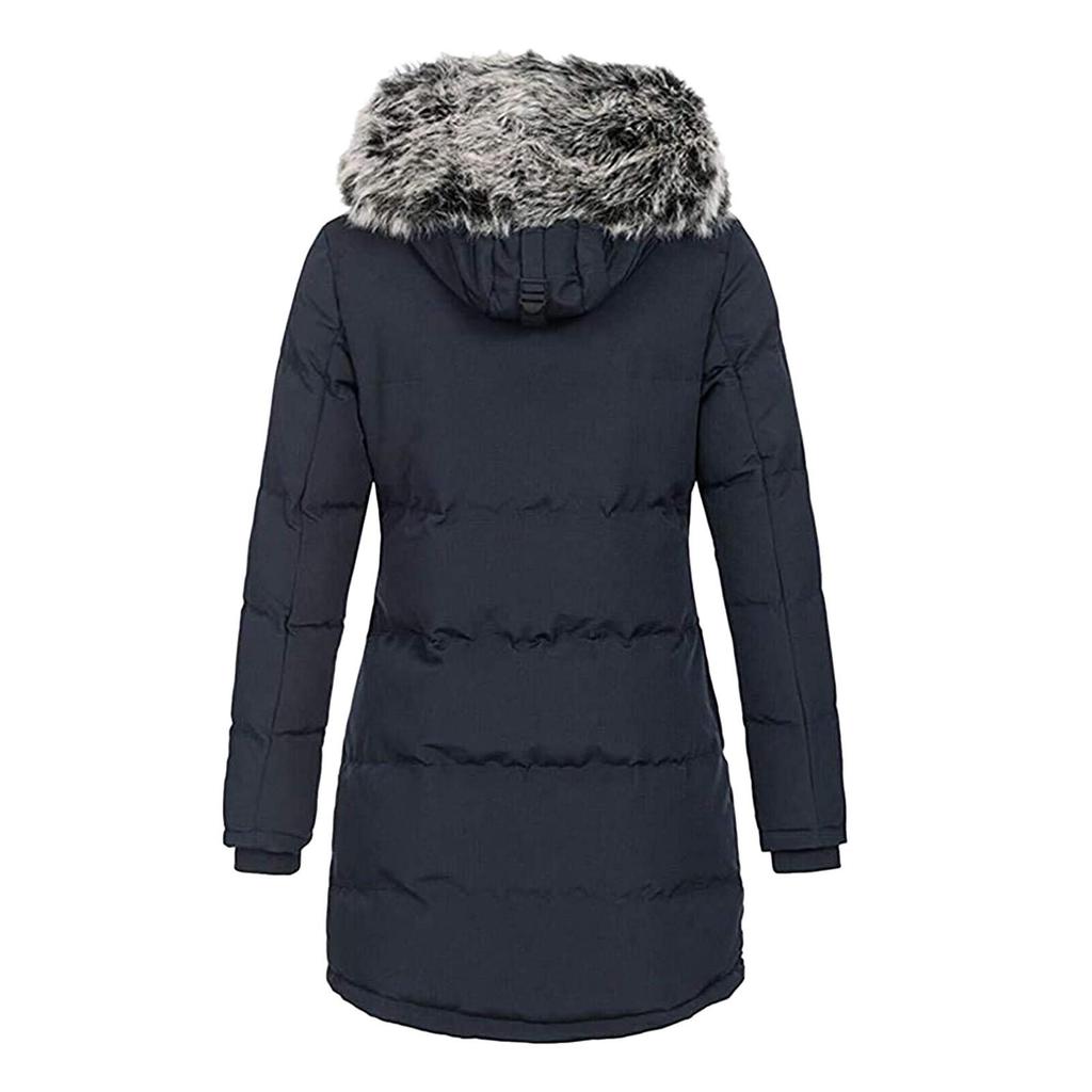 Women's Hooded Slim Fit Cotton Coat - European & American Style, Mid-Length, Solid Color, Warm Outerwear for Autumn & Winter