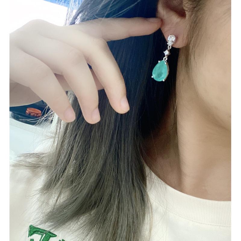 Gica Gema Серьги Параиба, стерлинговое серебро 925 пробы, 22,3 мм, серьги-капли, уникальный дизайн, романтические ювелирные изделия, подарки для свадебной вечеринки, новый тренд