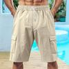 Yousheng Men Summer Shorts Solid Color Casual Regular Style Shorts with Elastic Belts Drawstrings Breathable Cargo Shorts