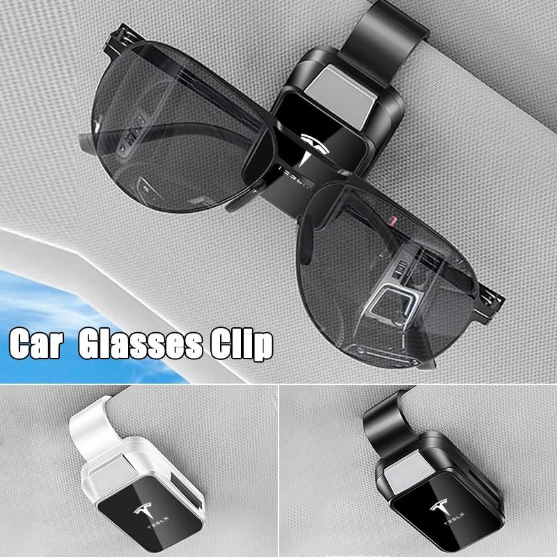CQEPN1 1PC Car Sun Visor Glasses Clips Interior Eyeglasses Storage Holder for Tesla Model 3 S X Y Cybertruck Roadster