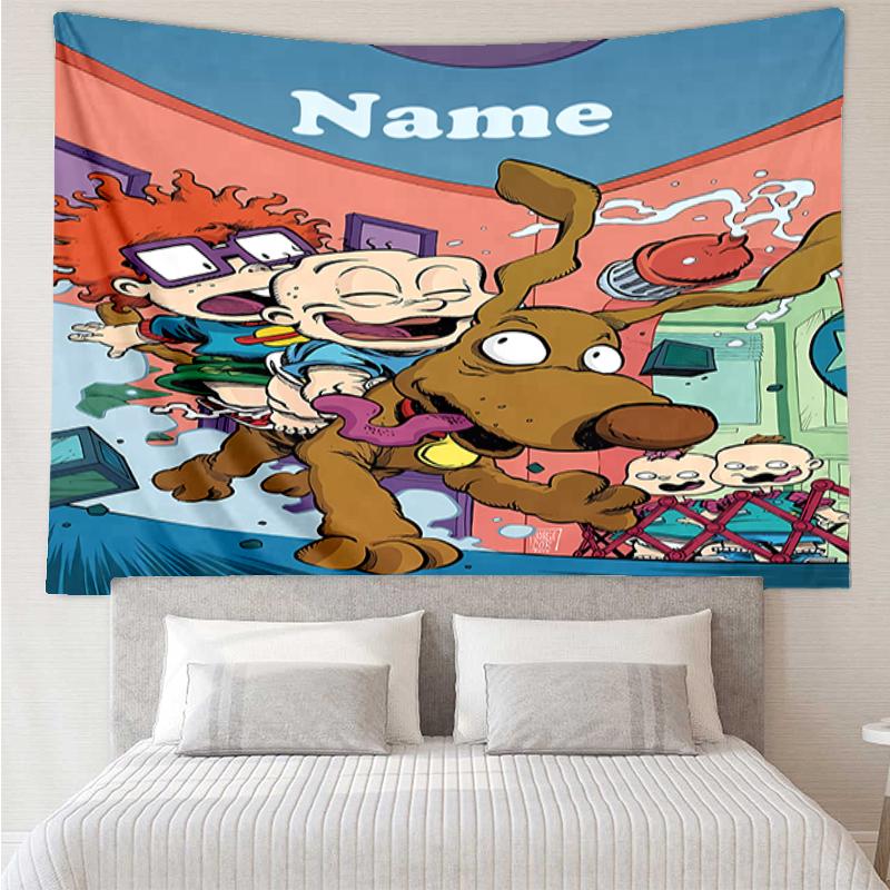 Custom Name Rugrats Print Tapestry, Backdrop, Easy Setup, Ideal for Bedroom, Office & Living Room, with Aesthetic Wall Hanging Decor.