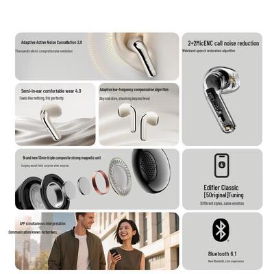 Edifier Lolli ANC Полувкладыши Bluetooth-наушники с активным шумоподавлением