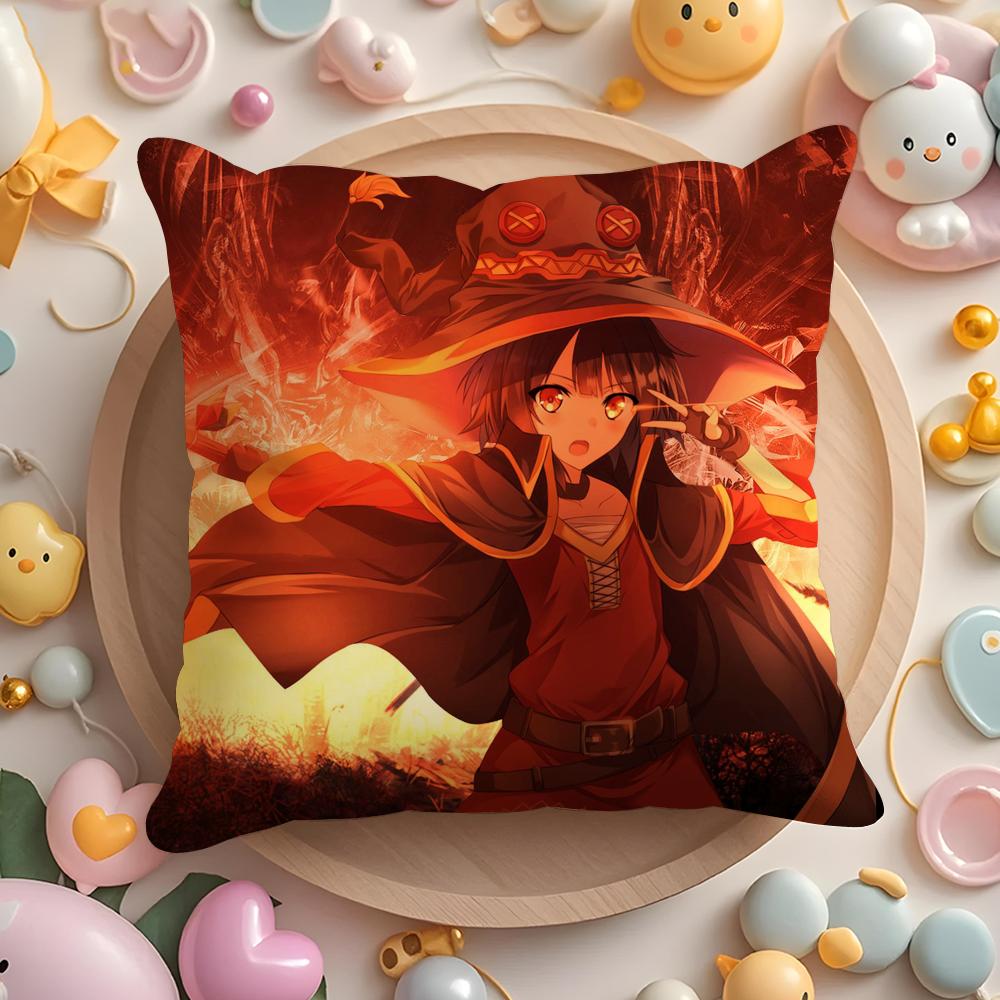 New Arrival KKonosuba Anime Cushion Cover Plush Fabric Soft DoubleSided Printed Sofa Warm Winter Home Gift Pillow Cover