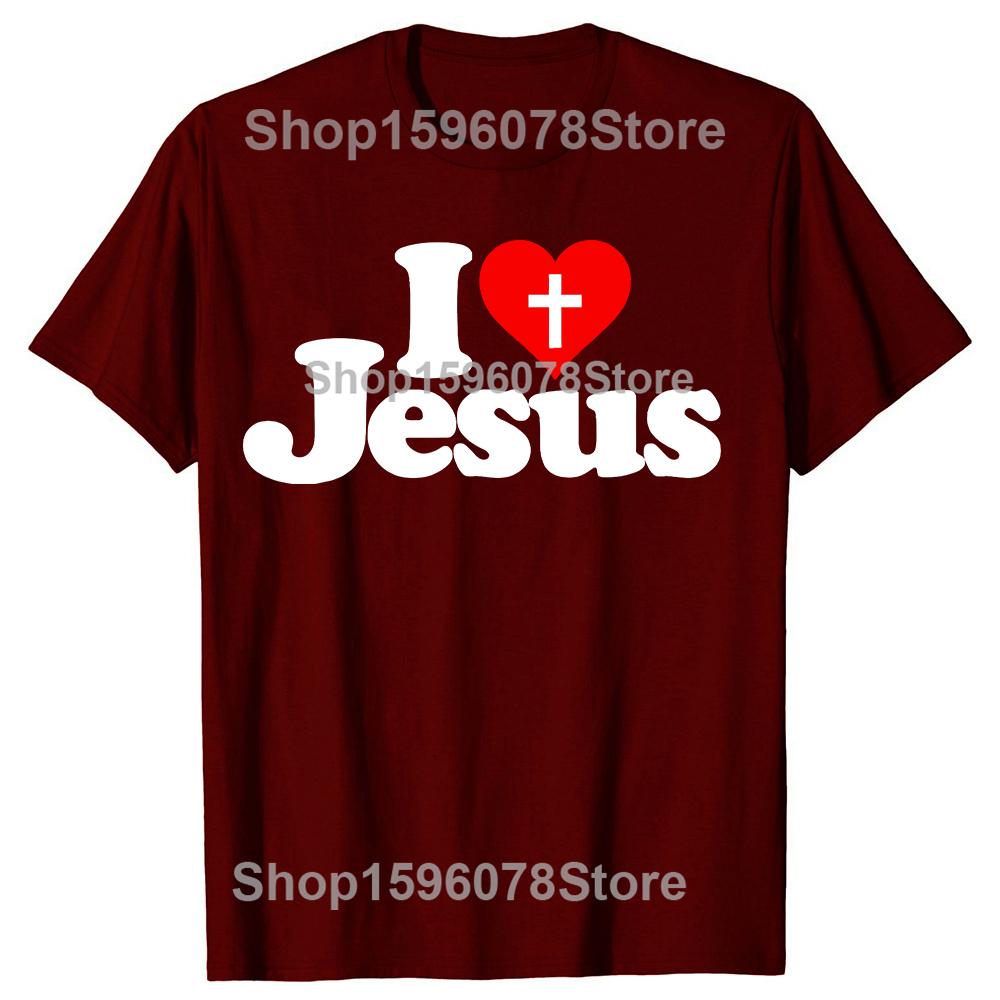 I Love Jesus T Shirt for Men Short Sleeved God Religion T-shirt Church Christian Tshirt Fashion Street Tee Top Gift