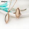 SIMJOO Gloss Hollow Out High Class Necklace Ring Set