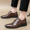Britain New Men Pointed Black Brown Lace Up Casual Dress Homecoming Shoes Male Formal Wedding Oxfords Footwear