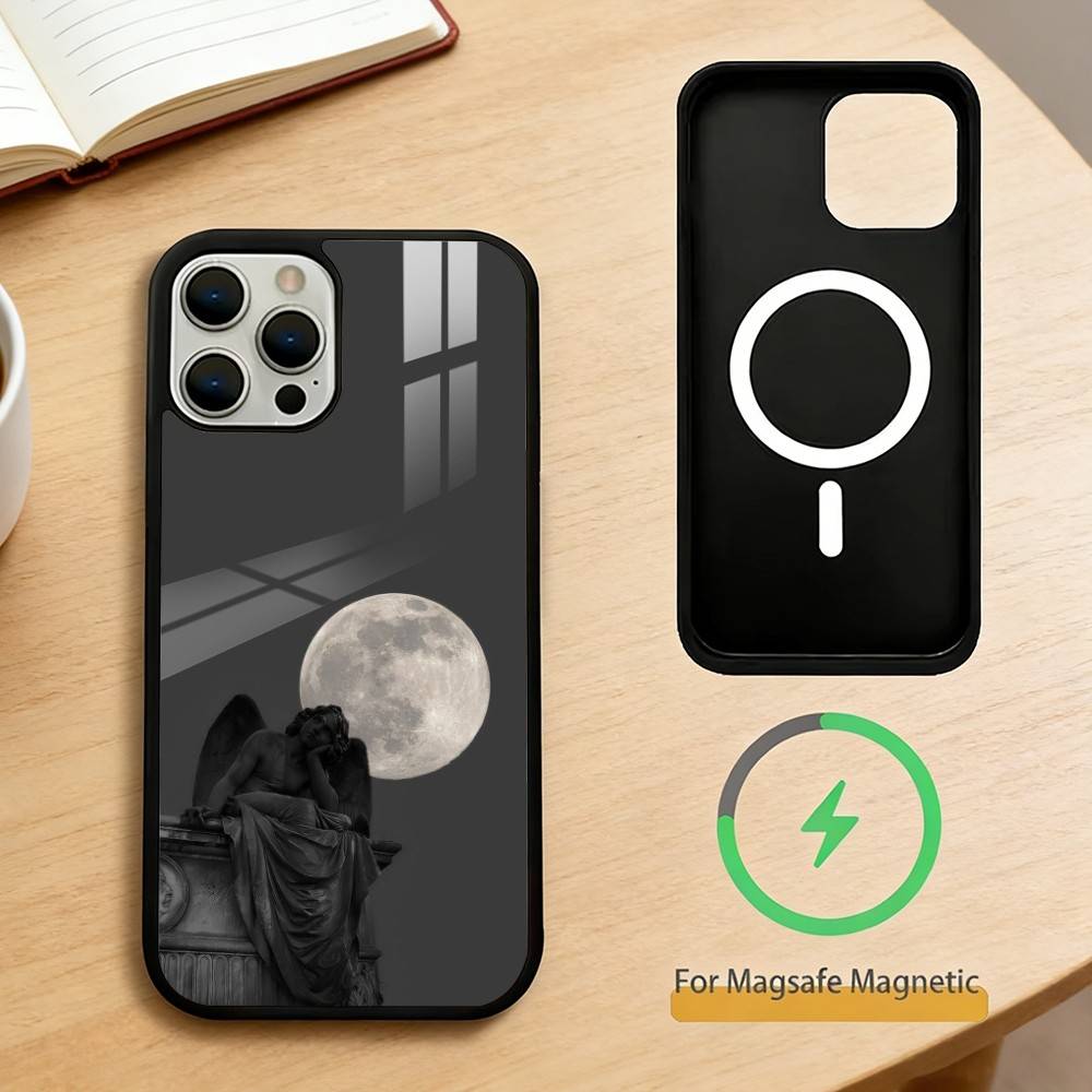 Чехол для телефона 'Скульптура ангела' для iPhone 14, 16, 15, 13, 17, 12, Plus, Pro, Max Магнитный для Magsafe Матовый чехол