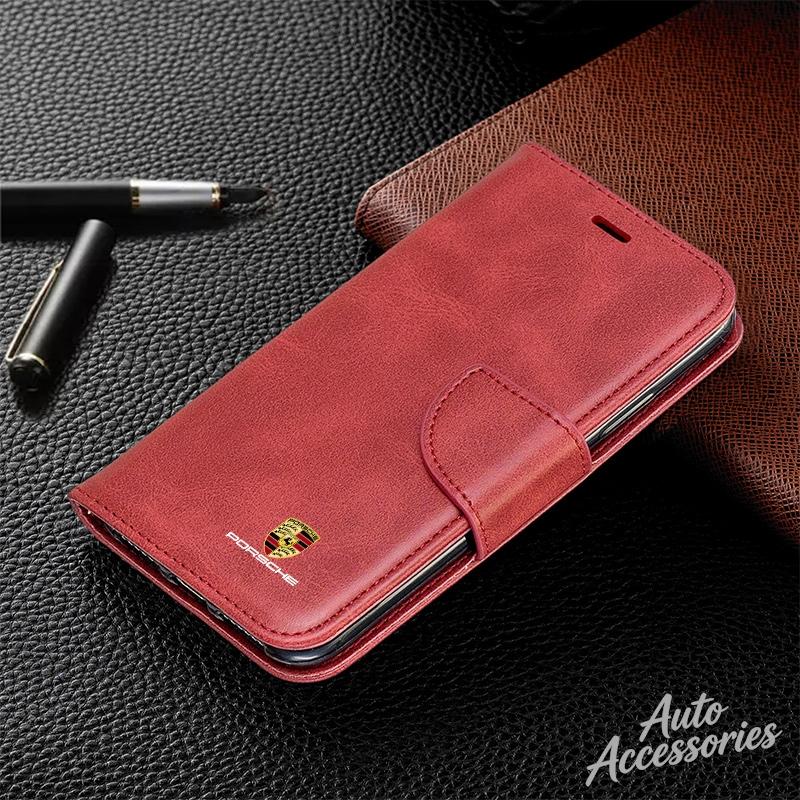 Для Porsche Кошелек Слот для карт Чехол для телефона для iPhone 16 15 13 14 11 12 Pro Max Mini 8 XR XS 16 Plus 15Pro Чехол-книжка со подставкой стикер CY5