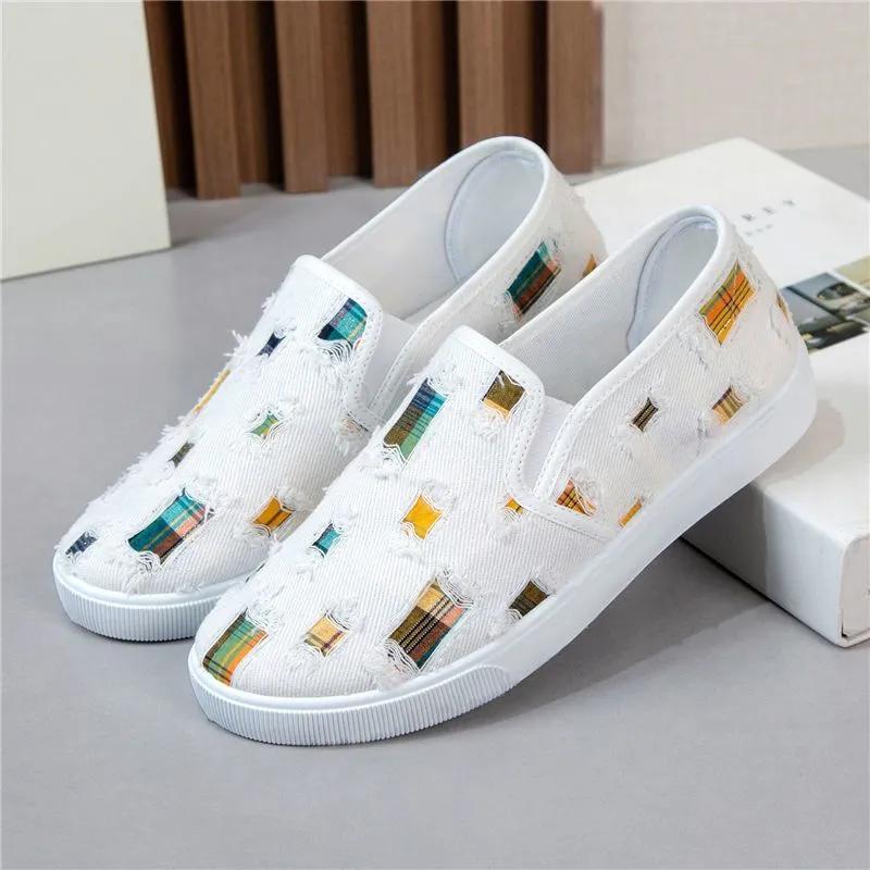 Женская обувь женская милая противоскользящая черная студенческая школьная холщовая слипоны лоферы женская повседневная комфорт весенне-летняя обувь ab563