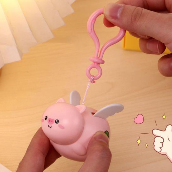 1/2Pcs Pig Keychain Pendant with Flapping Wings Pull String To Vibrate Fun Toy Decoration Kids Bag Pendant Car Keychain