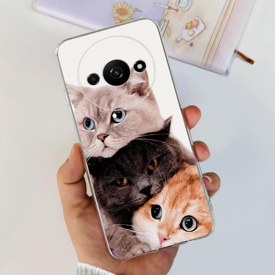 For Funda Xiaomi Redmi A3 Case 2024 Fashion Flower Transparent Silicone Soft TPU Phone Case For Xiomi Redmi A3 RedmiA3 4G Covers
