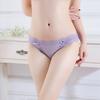 Sexy Embroidery Lace Stitching Briefs Solid Color Bowknot Decor See-through Mesh Seamless Panties Low-rise Ultra-thin