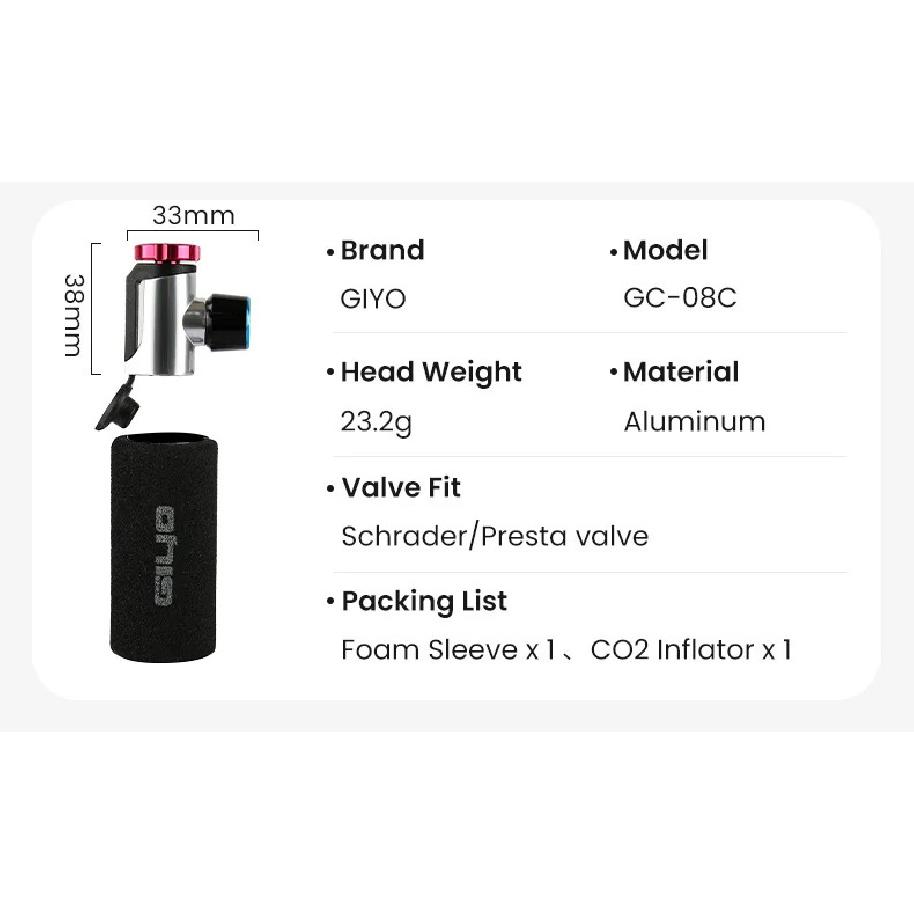 CXWXC Bicycle CO2 Pump Schrader Presta Portable Mini Tire Tube CO2 Cartridge Safety Automatic CO2 Air Inflator Bike Accessories