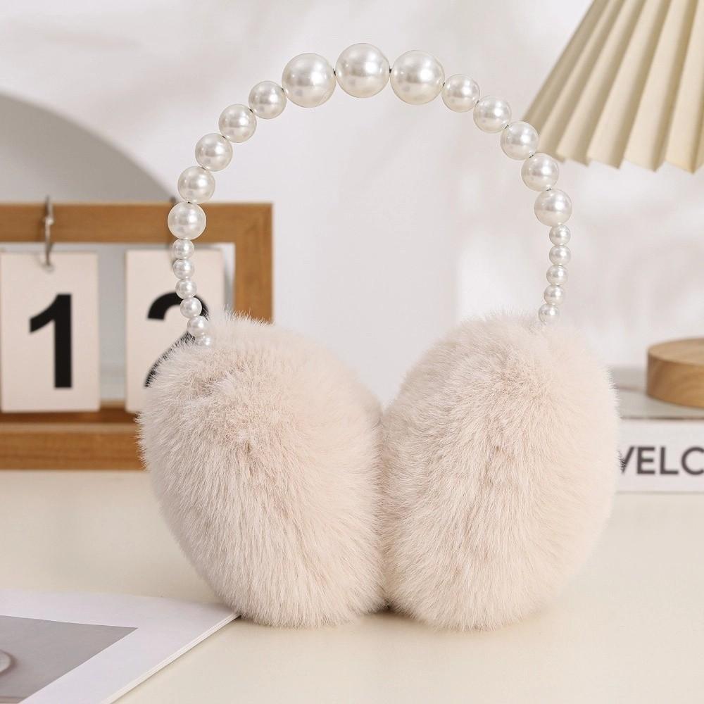 Soft Plush Ear Covers Anti-rabbit Fur Pearl Ear Protect Fashion Ear Muffs Women