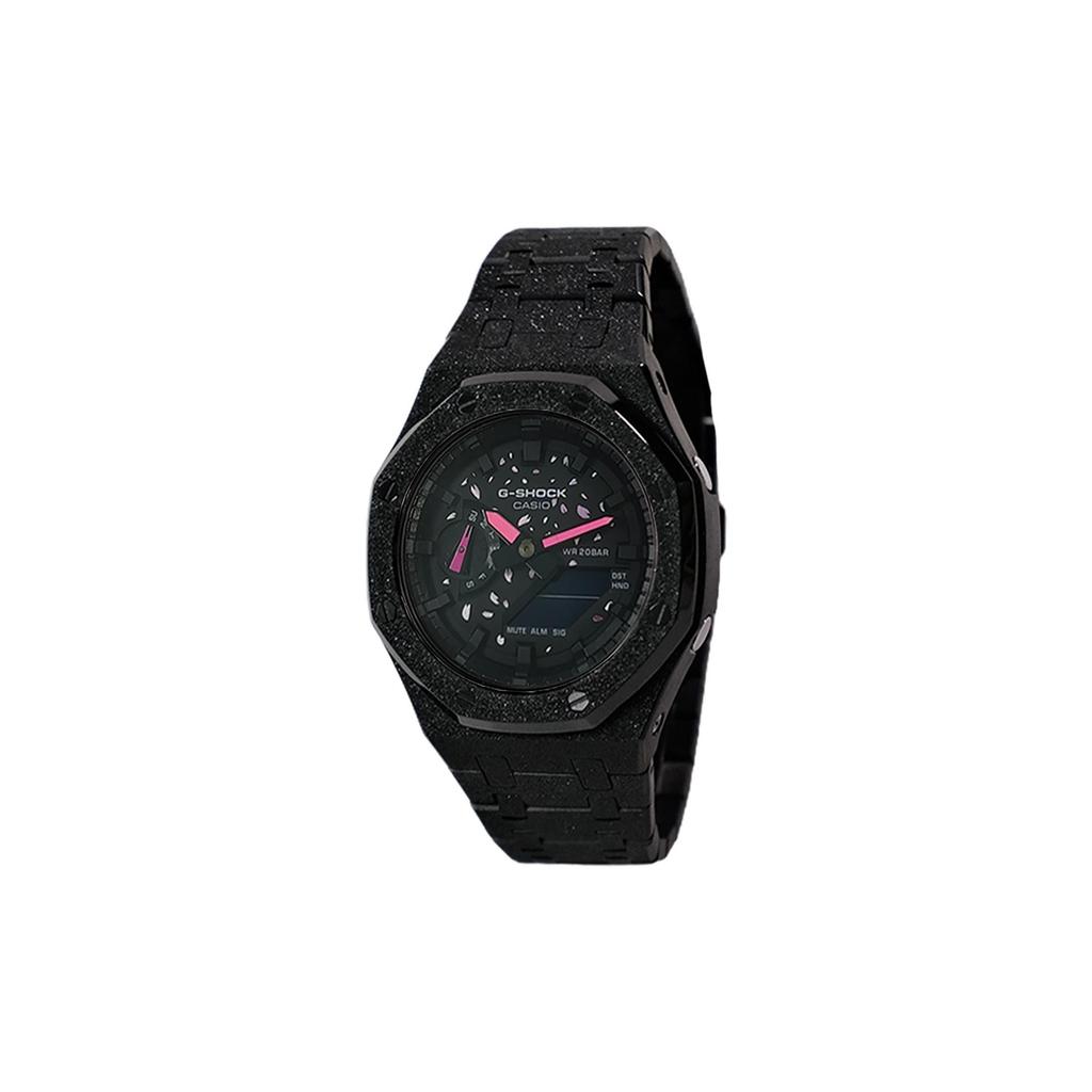 Casio Коллекция Custom GA2100 Кварцевый механизм Ремешок из нержавеющей стали Часы Мужские Часы Черный циферблат GA-2100SKE-7A(Watch3--)