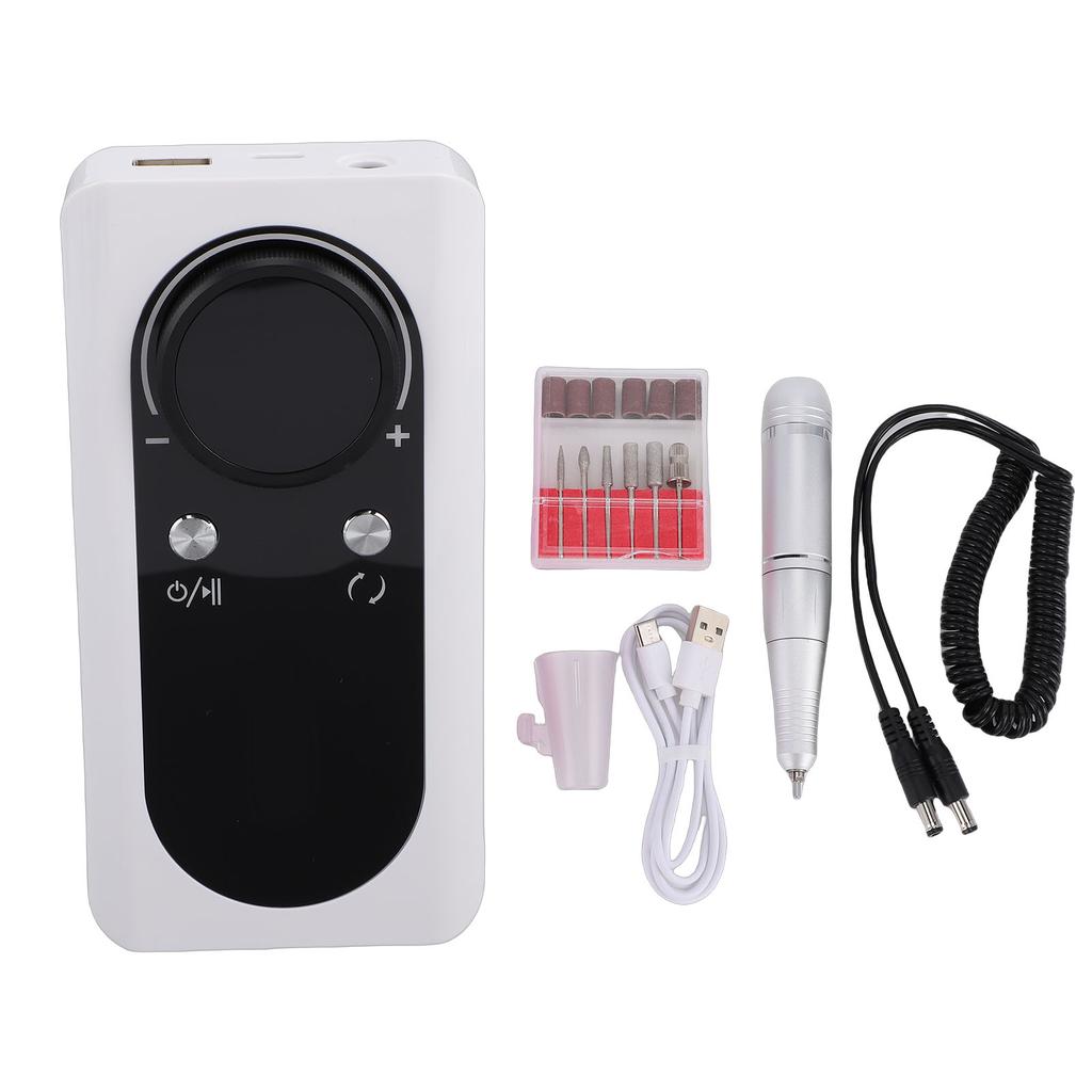 Cordless Electric Nail Drill 45000 RPM Nail File Machine with 6 Drill Bits 6 Sanding Bands for Acrylic Gel Dip Powder Polish