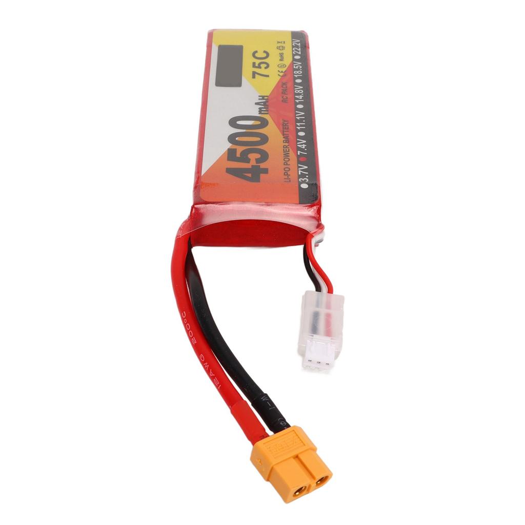 Lipo Battery 75C Discharge Rate 4500mAh Capacity 7.4V 2S Lipo XT60 Plug Power for RC Vehicles