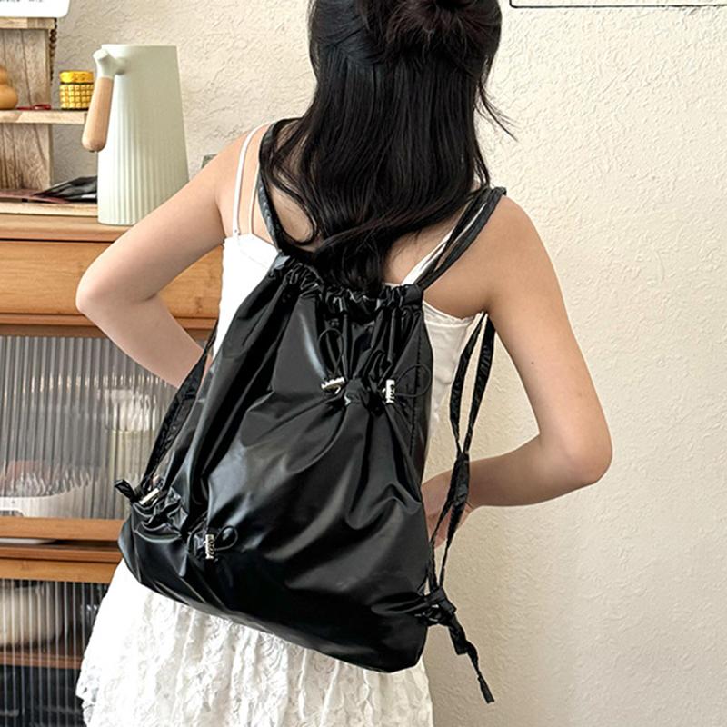 Новая серебристая сумка на двойном плече с завязками, женский корейский ленивый рюкзак, легкий, удобный для переноски, спортивный рюкзак для активного отдыха