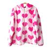 Women Autumn Winter Fleece Hooded Jacket with Drawstring Long Sleeve Pockets Zipper Placket Plush Sweatshirt Coat Heart Bear Pri