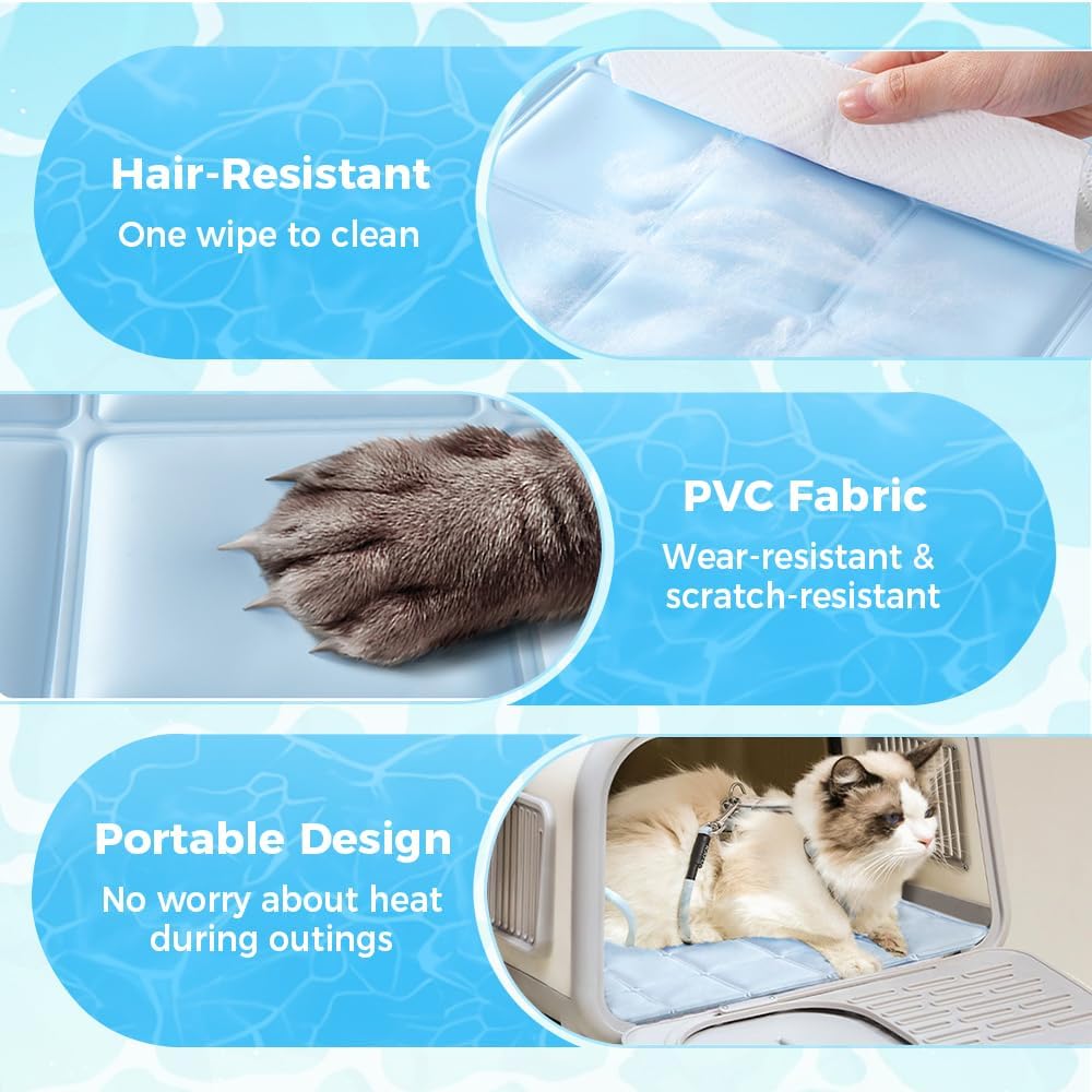 2026 New Dog Cooling Mat, Pet Water Bed Pets Cooling Mats, Washable Cool Mats for Dogs, Summer Cool Pads Pets Cool Blanket for Cats Dogs (Blue)