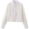 Fashion Summer New Product Women's Clothes Long Sleeves Lapel Loose Casual White Tops Cut Out Embroider Shirt 2859699