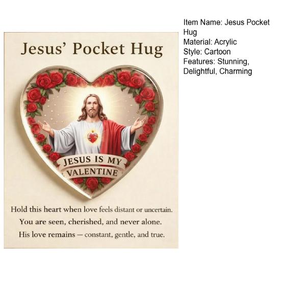 Jesus Pocket Hug Little Heart Pocket Hug Token with Inspirational Card Valentine's Day Gifts for Women Men Couple