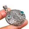 Swiss Blue Topaz Gemstone Handmade 925 Silver Plated Jewelry Pendant 1.89"