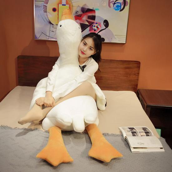Large White Goose Plush Pillow Huggable Stuffed Animal Soft Duck Sofa