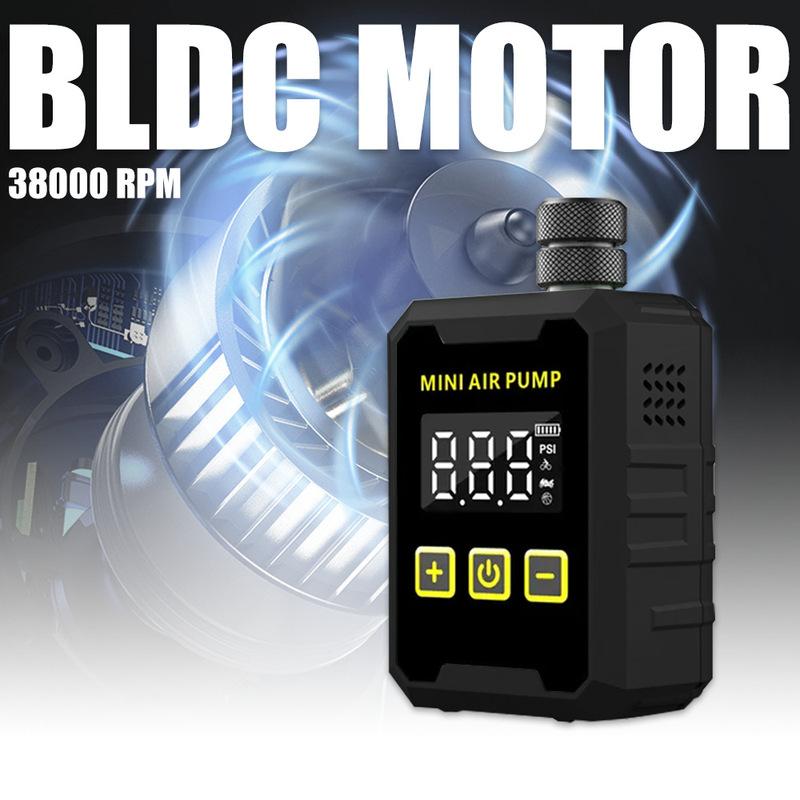 150Pis Mini Portable Bike Electric Air Pump 500mAH Type-C Compressor Tire Inflator MTB Road Bicycle Pump with LED Display