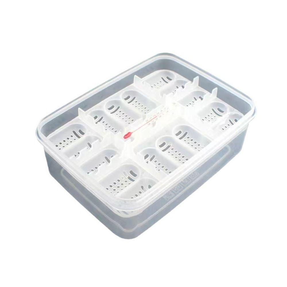 with Thermometer Reptile Hatch Box 16 Grids Crawler Incubation Case  Pet