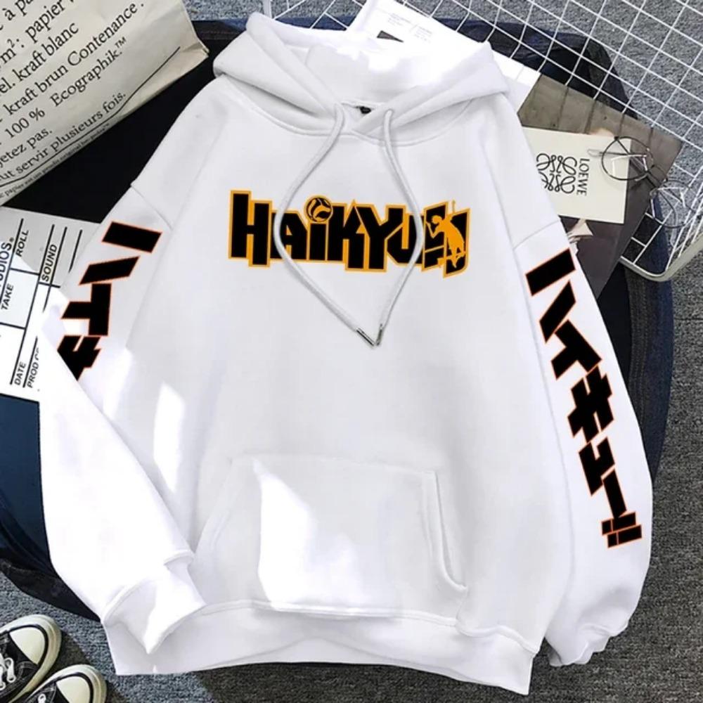 Худи с принтом аниме Haikyuu для мужчин и женщин, с длинным рукавом, карманом, пуловер, толстовка, японская манга, повседневная уличная одежда, топ с капюшоном