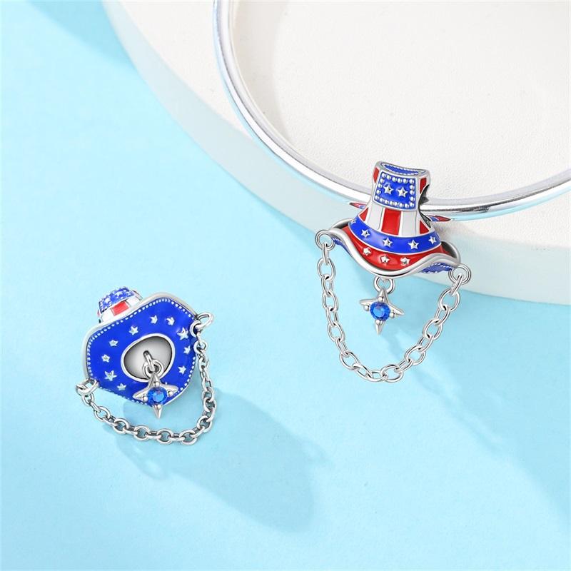 Медно-голубая ковбойская шляпа с подковой на удачу, подвеска-шарм в виде черепа для регби для оригинального браслета, женские украшения для девушек